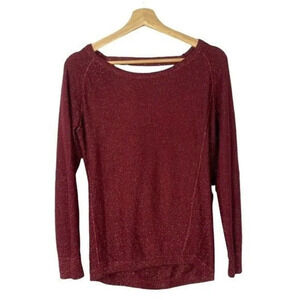 A.N.A Red Shimmer Scoop Back Knit Long Sleeve Sweater S